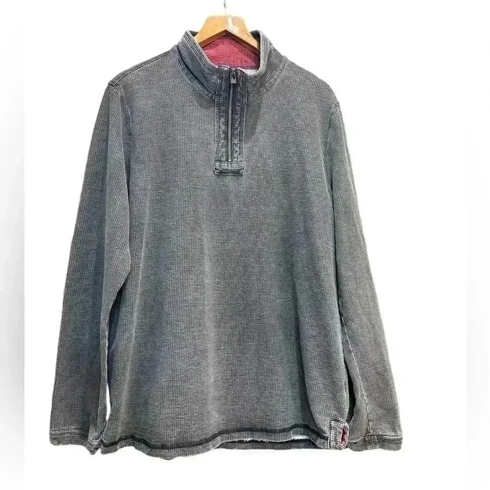 Carbon 2 Cobalt Men's Pullover 1/4 Zip Denim Gray Size L